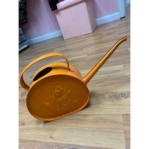 VINTAGE Rose Flower Orange Watering Can - Picture 9 of 11
